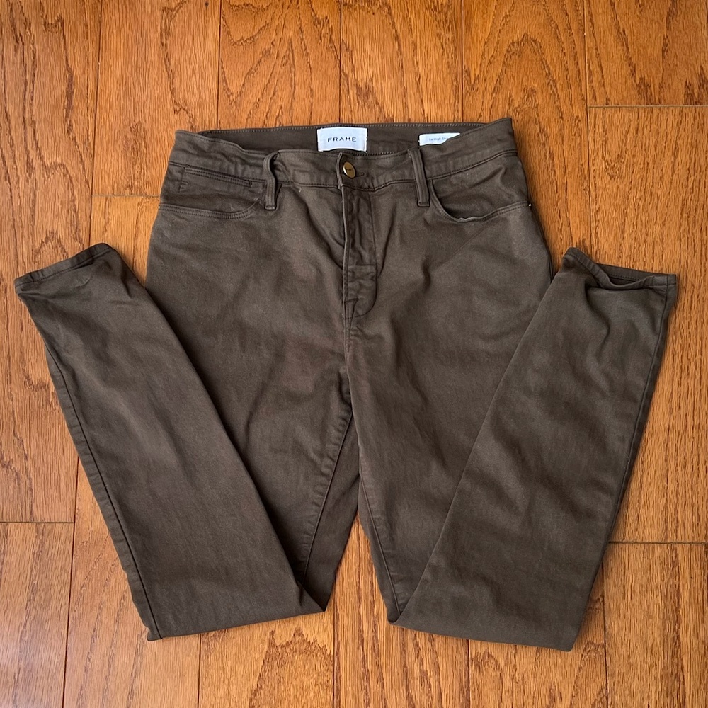 Frame Le High Skinny Army Green Jeans Military Coated Womens 28